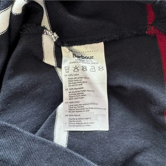 Barbour Oyster Striped Dress Blue Multi Size 6 Cotton - Picture 14 of 14
